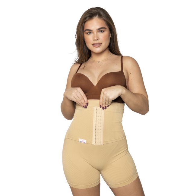 Colanti scurti modelatori cu centura abdominala postnatala integrata, wondermom bej marimea m tna20104