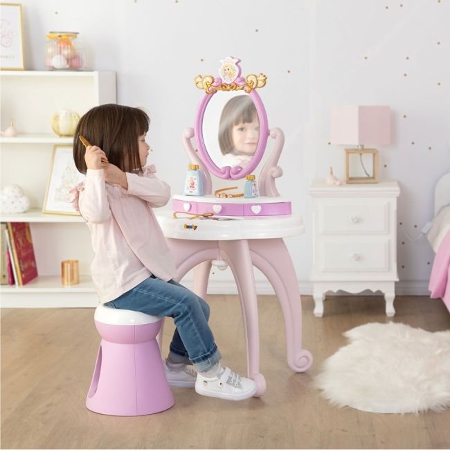 Jucarie smoby masuta de machiaj disney princess 2 in 1 roz cu accesorii hubs7600320250