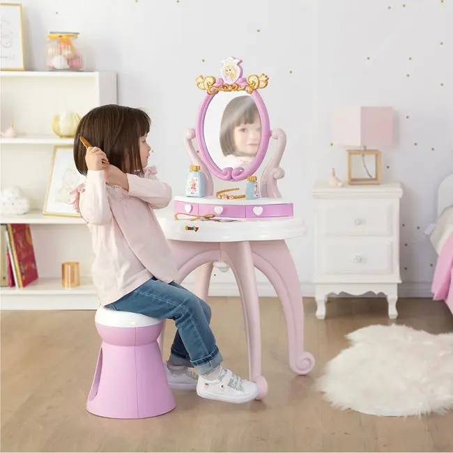 Jucarie smoby masuta de machiaj disney princess 2 in 1 roz cu accesorii hubs7600320250