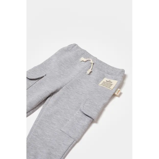 Pantaloni cu buzunare laterale, Two thread, 100%bumbac organic - Gri, BabyCosy (Marime: 18-24 Luni) JEMBC-CSY8016-18