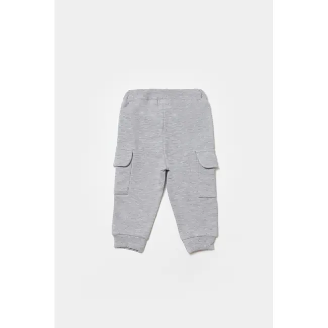 Pantaloni cu buzunare laterale, Two thread, 100%bumbac organic - Gri, BabyCosy (Marime: 18-24 Luni) JEMBC-CSY8016-18