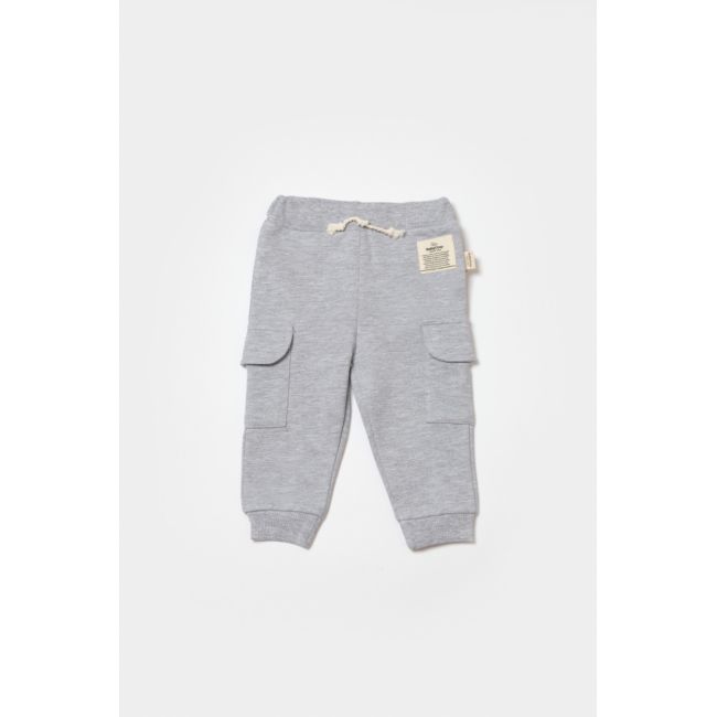Pantaloni cu buzunare laterale, Two thread, 100%bumbac organic - Gri, BabyCosy (Marime: 9-12 luni) JEMBC-CSY8016-9