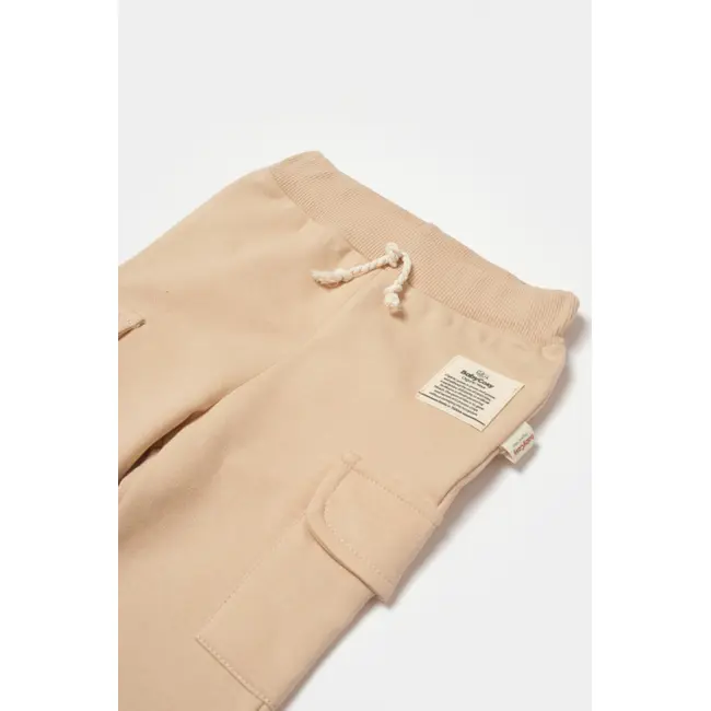 Pantaloni cu buzunare laterale, Two thread, 100%bumbac organic - Stone, BabyCosy (Marime: 12-18 Luni) JEMBC-CSY8019-12