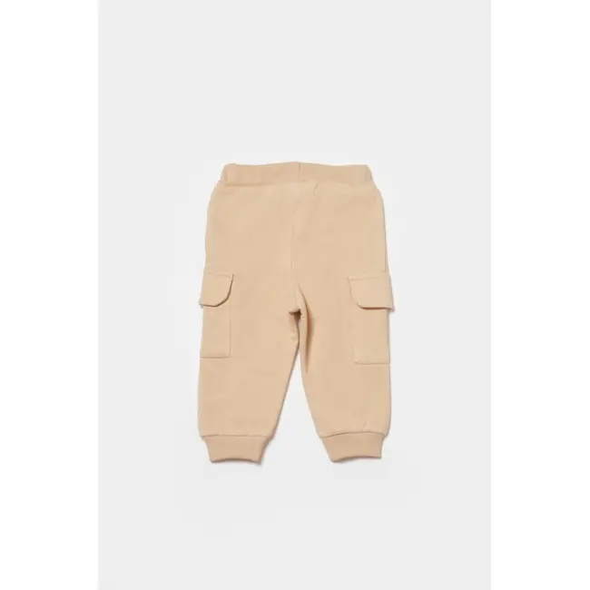 Pantaloni cu buzunare laterale, Two thread, 100%bumbac organic - Stone, BabyCosy (Marime: 12-18 Luni) JEMBC-CSY8019-12