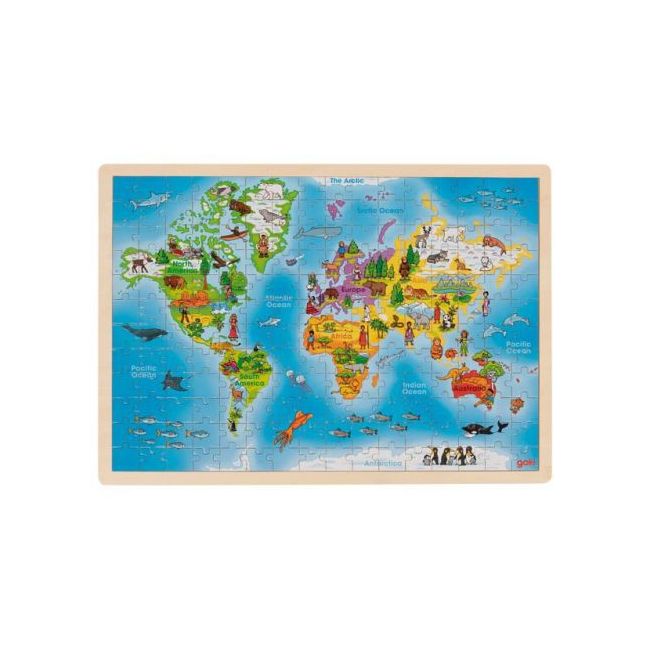 Puzzle din lemn 192 piese harta lumii - okegoki57460