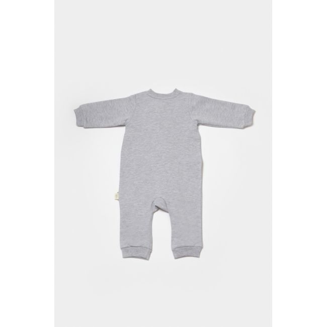 Salopeta cu fermoar, Two thread, BabyCosy, 100% bumbac organic, Gri (Marime: 6-9 luni) JEMBC-CSY8028-6