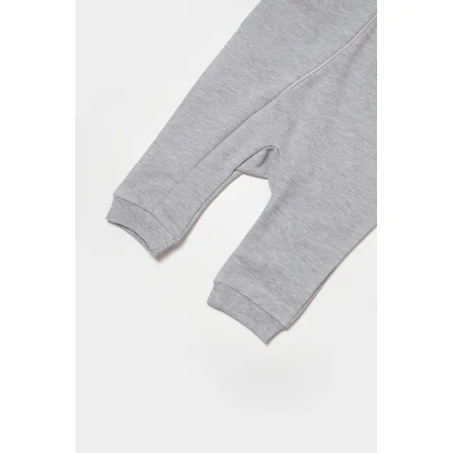 Salopeta cu fermoar, Two thread, BabyCosy, 100% bumbac organic, Gri (Marime: 9-12 luni) JEMBC-CSY8028-9