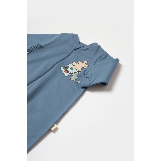 Salopeta cu fermoar, Two thread, BabyCosy, 100% bumbac organic, Indigo (Marime: 3-6 Luni) JEMBC-CSY8029-3