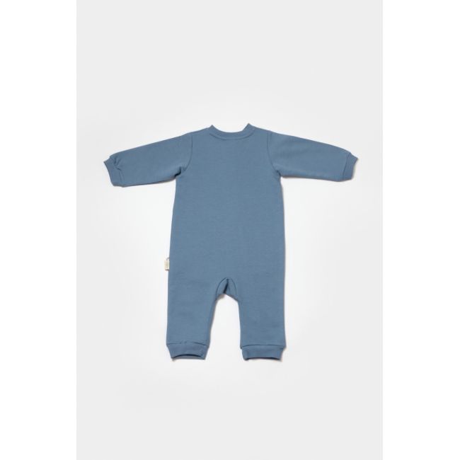 Salopeta cu fermoar, Two thread, BabyCosy, 100% bumbac organic, Indigo (Marime: 9-12 luni) JEMBC-CSY8029-9