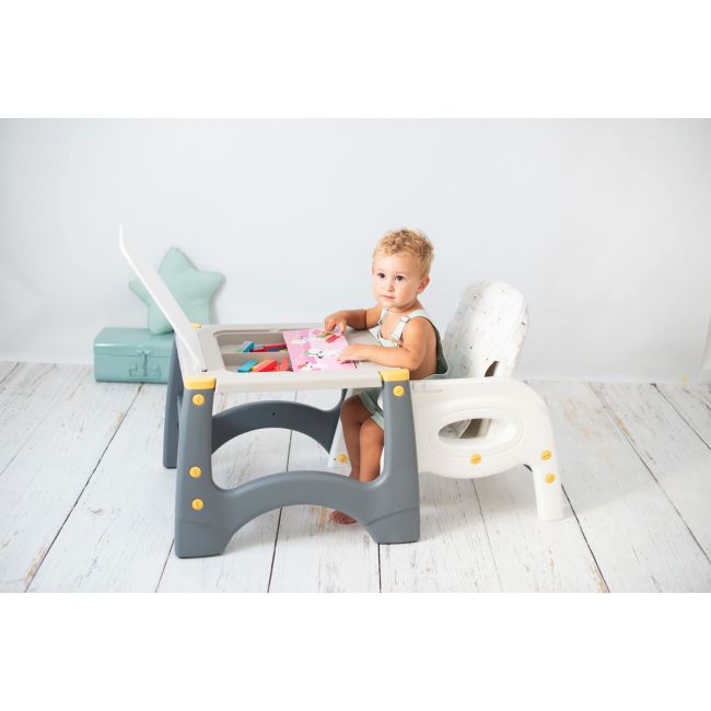 Scaun de masa 3 in1 transformabil in scaun si masuta cu placa lego olmitos  beige animals lvtkha033a