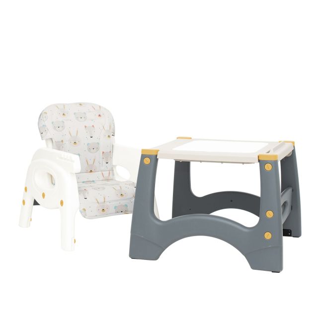 Scaun de masa 3 in1 transformabil in scaun si masuta cu placa lego olmitos  beige animals lvtkha033a
