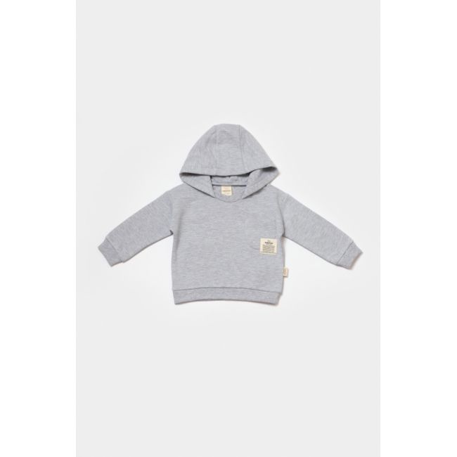 Set hanorac cu gluga si pantaloni, Two thread, 100%bumbac organic - Gri, BabyCosy (Marime: 18-24 Luni) JEMBC-CSY8000-18