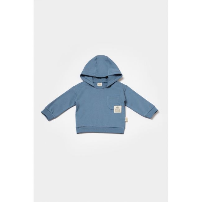Set hanorac cu gluga si pantaloni, Two thread, 100%bumbac organic - Indigo, BabyCosy (Marime: 3-6 Luni) JEMBC-CSY8001-3