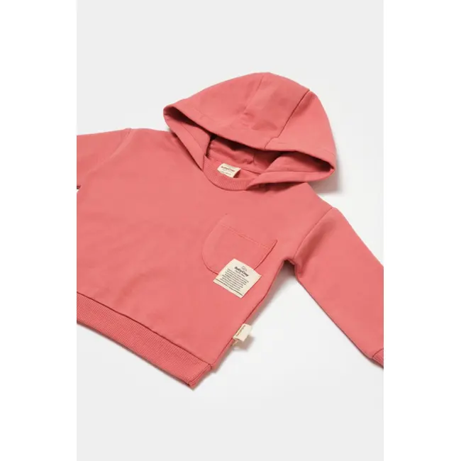 Set hanorac cu gluga si pantaloni, Two thread, 100%bumbac organic - Rose, BabyCosy (Marime: 3-6 Luni) JEMBC-CSY8002-3