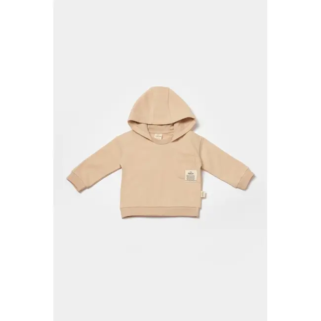 Set hanorac cu gluga si pantaloni, Two thread, 100%bumbac organic - Stone, BabyCosy (Marime: 9-12 luni) JEMBC-CSY8003-9