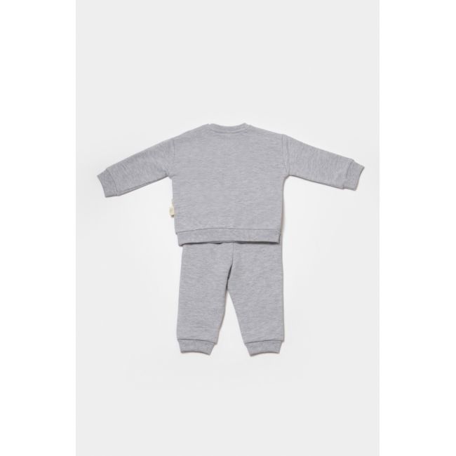 Set hanorac si pantaloni, Two thread, 100%bumbac organic - Gri, BabyCosy (Marime: 3-6 Luni) JEMBC-CSY8024-3