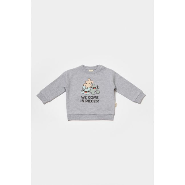 Set hanorac si pantaloni, Two thread, 100%bumbac organic - Gri, BabyCosy (Marime: 6-9 luni) JEMBC-CSY8024-6