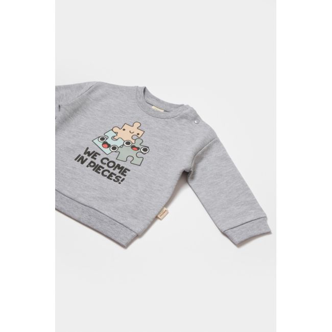 Set hanorac si pantaloni, Two thread, 100%bumbac organic - Gri, BabyCosy (Marime: 6-9 luni) JEMBC-CSY8024-6
