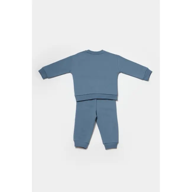 Set hanorac si pantaloni, Two thread, 100%bumbac organic - Indigo, BabyCosy (Marime: 12-18 Luni) JEMBC-CSY8025-12