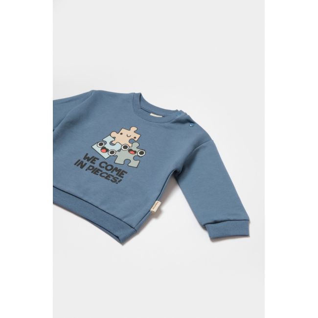 Set hanorac si pantaloni, Two thread, 100%bumbac organic - Indigo, BabyCosy (Marime: 6-9 luni) JEMBC-CSY8025-6
