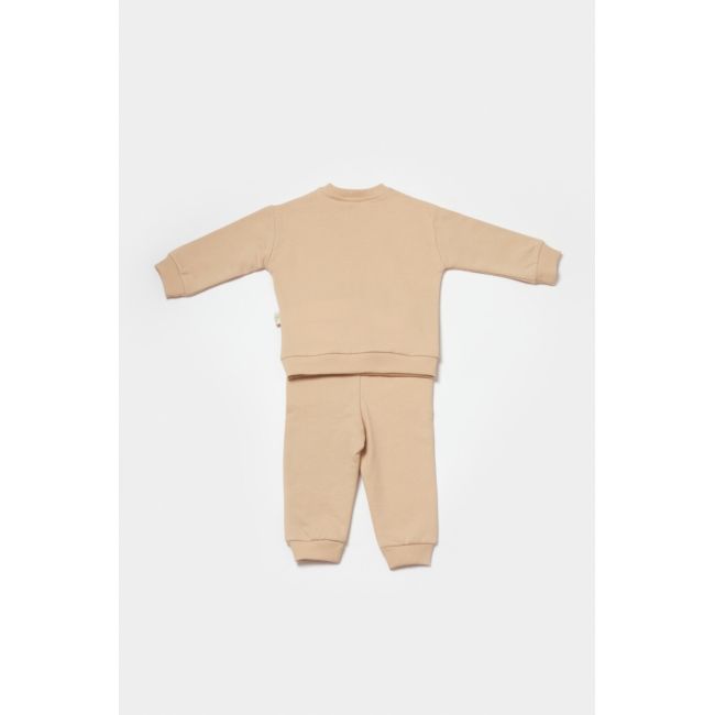 Set hanorac si pantaloni, Two thread, 100%bumbac organic - Stone, BabyCosy (Marime: 6-9 luni) JEMBC-CSY8027-6