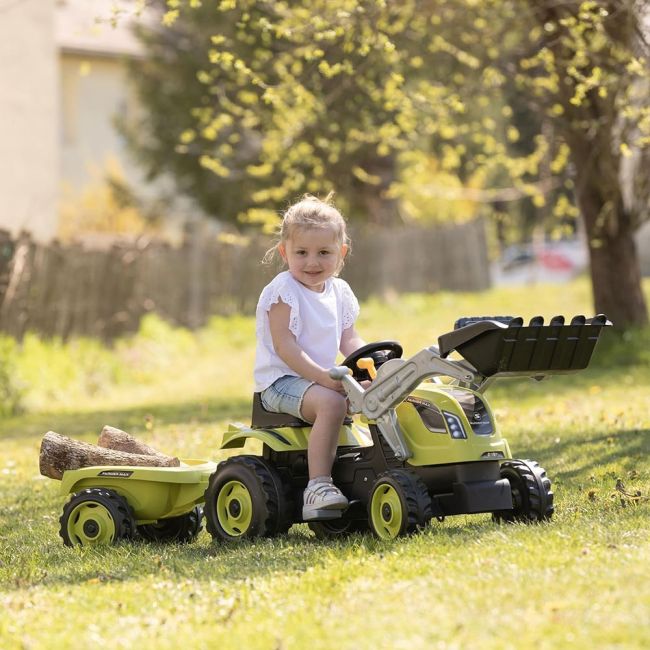 Tractor cu pedale si remorca smoby farmer max verde cu negru hubs7600710132