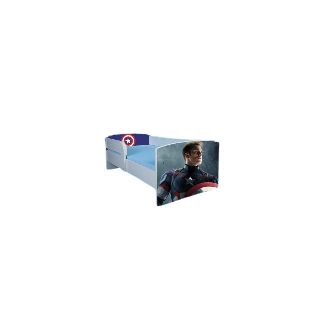 Patut Baieti Captain America Cu Saltea 140x70 Inclusa , Varianta Fara Sertar - Ptv1701