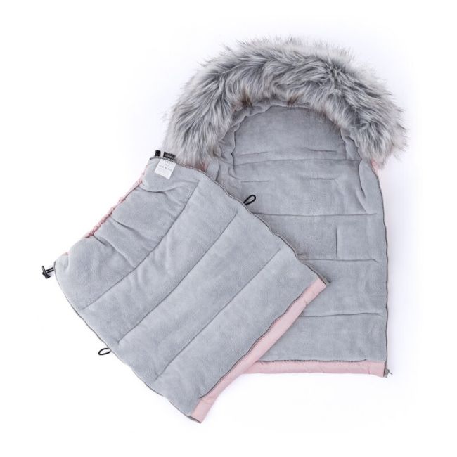 Feedo - Sac de iarna, Multifunctional, Poate fi utilizat ca geanta prin desfacerea fermoarului, Atasabil la carucior, Lana, 110 cm, 0-3 ani, Roz BYN201201