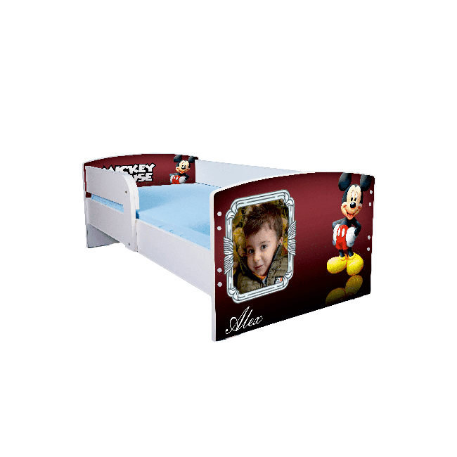 Pat Personalizat Mickey Mouse Cu Saltea SafeNest 160x80 Fara Sertar Ptv2797