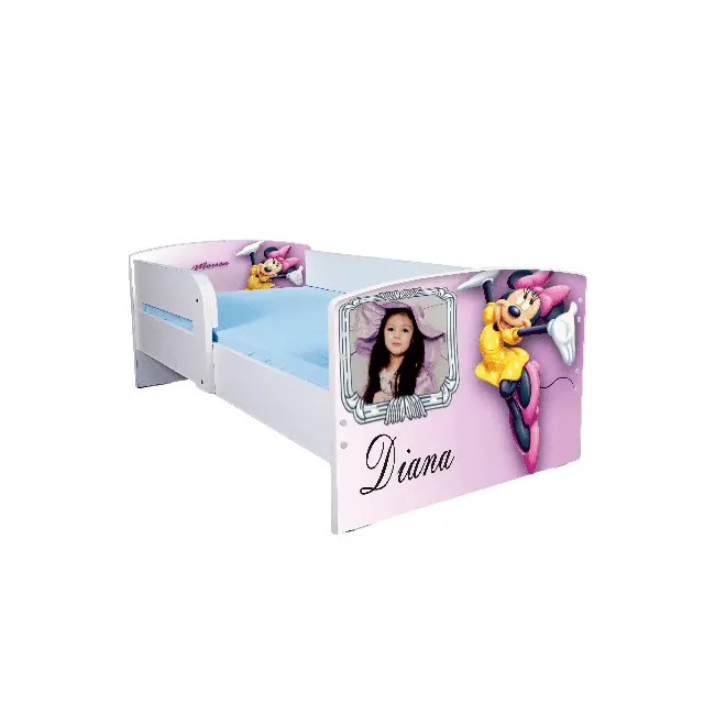 Pat Personalizat Cu Poza Si Nume Fete 2-12 Ani Model Minnie, Saltea SafeNest 160x80 Fara Sertar Ptv2791