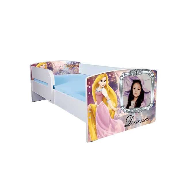 Pat Fetite 2-6 Ani Personalizat Poza Si Nume Copil Rapunzel 130x60 Cm, Cu Sertar Ptv3278