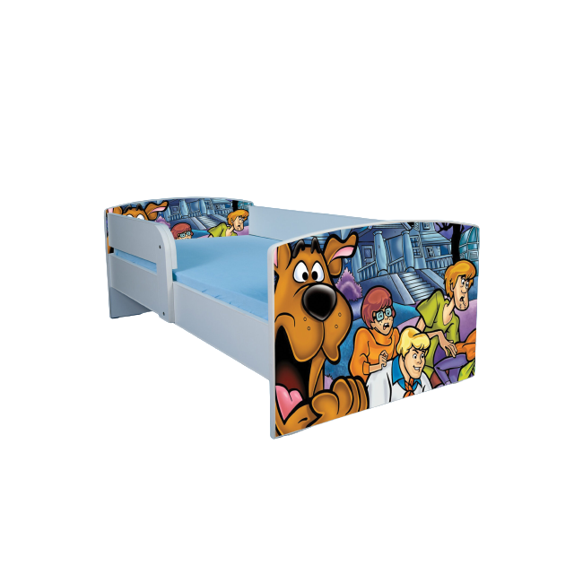 Pat Pentru Copii 2-8 Ani Scooby Doo Saltea Inclusa 140x70 Cm, Varianta Cu Sertar Ptv1657