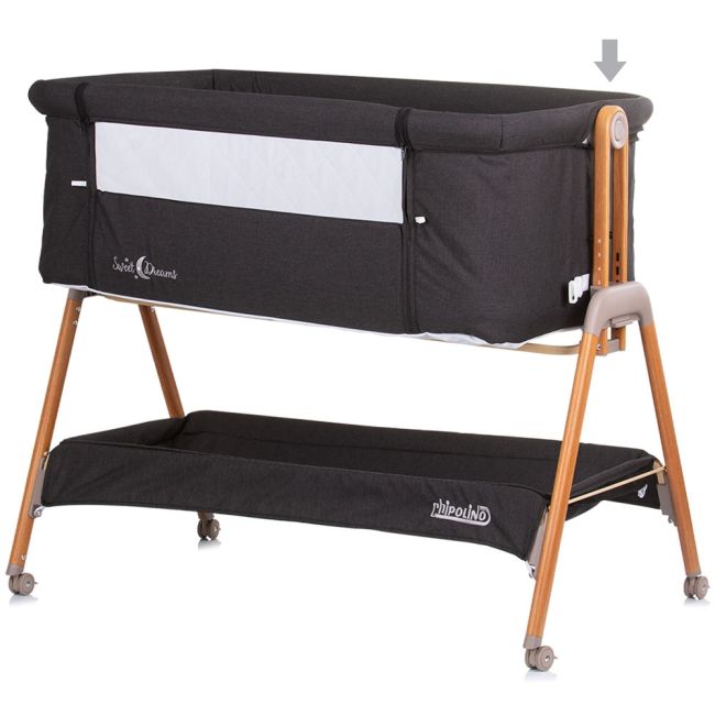 Patut co-sleeper chipolino sweet dreams graphite wood hubkossd0232gt