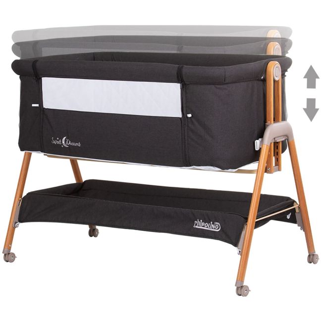 Patut co-sleeper chipolino sweet dreams graphite wood hubkossd0232gt