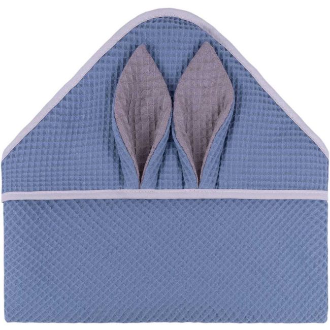 Prosop de baie cu gluga Waffle Bunny 80x80 cm Infantilo IF2511 BBJIF2511_Albastru Inchis