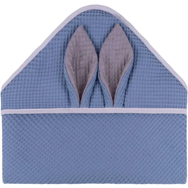 Prosop de baie cu gluga Waffle Bunny 80x80 cm Infantilo IF2511 BBJIF2511_Albastru Inchis