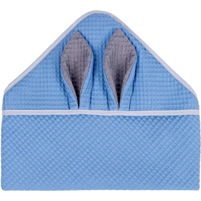 Prosop de baie cu gluga Waffle Bunny 80x80 cm Infantilo IF2511 BBJIF2511_Albastru