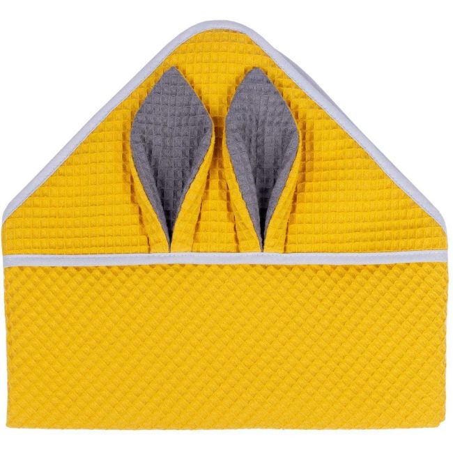 Prosop de baie cu gluga Waffle Bunny 80x80 cm Infantilo IF2511 BBJIF2511_Galben Mustar