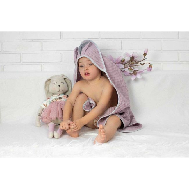 Prosop de baie cu gluga Waffle Bunny 80x80 cm Infantilo IF2511 BBJIF2511_Mov