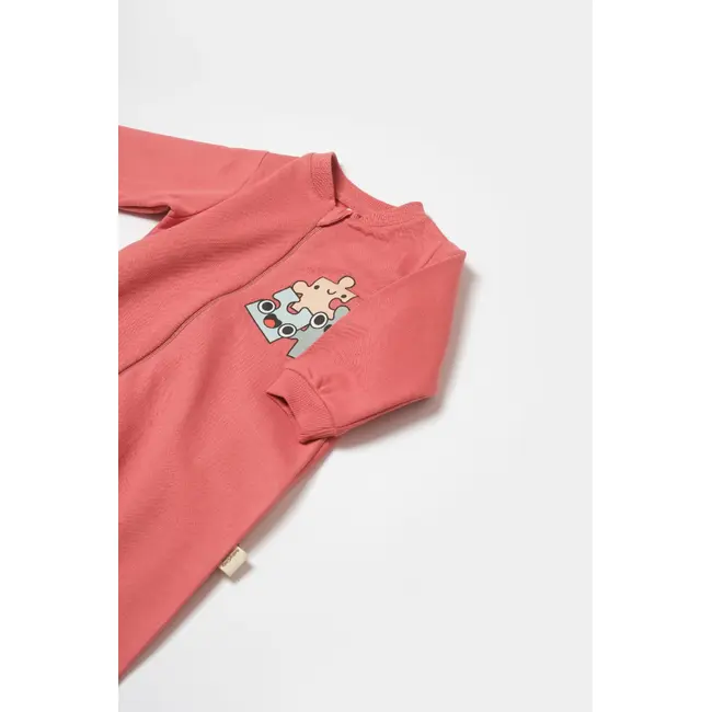 Salopeta cu fermoar, Two thread, BabyCosy, 100% bumbac organic, Rose (Marime: 12-18 Luni) JEMBC-CSY8030-12