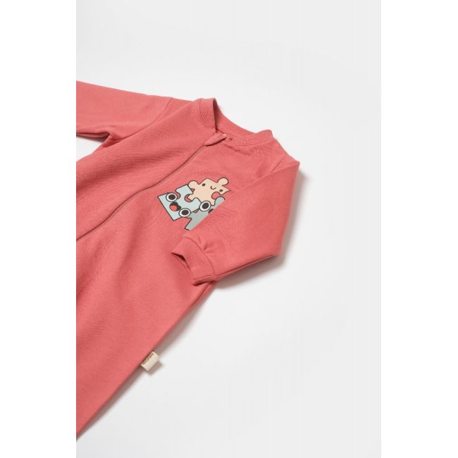 Salopeta cu fermoar, Two thread, BabyCosy, 100% bumbac organic, Rose (Marime: 18-24 Luni) JEMBC-CSY8030-18