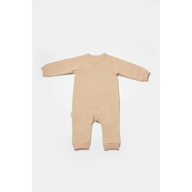 Salopeta cu fermoar, Two thread, BabyCosy, 100% bumbac organic, Stone (Marime: 18-24 Luni) JEMBC-CSY8031-18