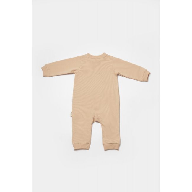 Salopeta cu fermoar, Two thread, BabyCosy, 100% bumbac organic, Stone (Marime: 9-12 luni) JEMBC-CSY8031-9