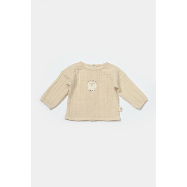 Set bluza si pantaloni, Winter muselin, 100% bumbac - Stone, BabyCosy (Marime: 9-12 luni) JEMBC-CSYM7015-9
