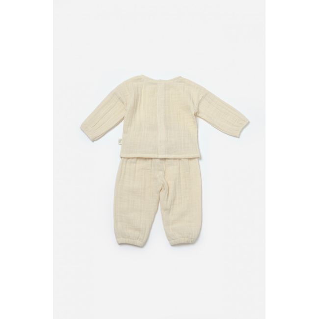 Set bluza si pantaloni, Winter muselin, 100% bumbac - Stone, BabyCosy (Marime: 9-12 luni) JEMBC-CSYM7015-9