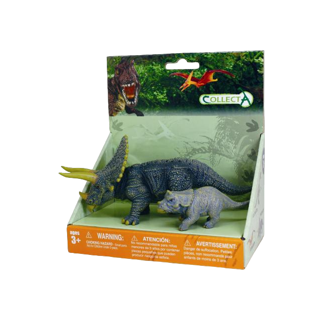 Set de 2 figurine pictate manual triceratops cu pui 89312 - okecol89312spp