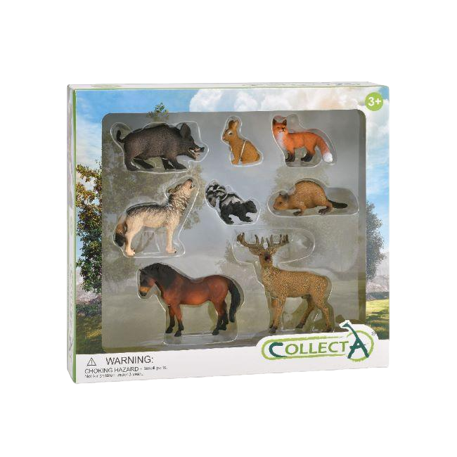 Set de 8 figurine pictate manual animale din padure - okecol84151wb
