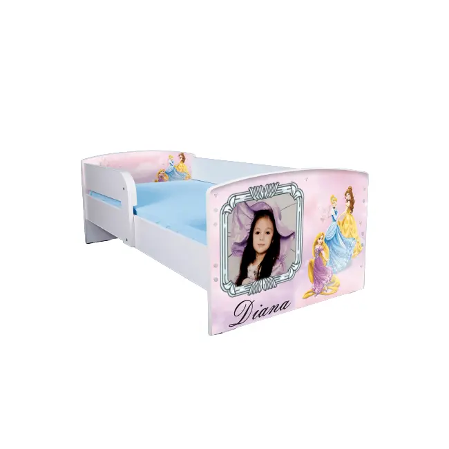 Pat Fetite Personalizat Printesele Disney 160x80 Cu Saltea SafeNest, Varianta Fara Sertar Ptv2767