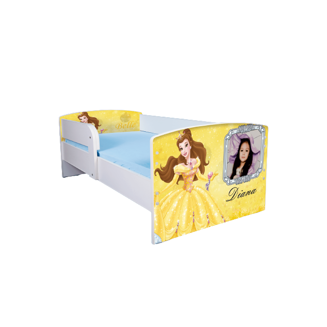 Pat Frumoasa Si Bestia Personalizat 160x80 Cu Saltea SafeNest, Fara Sertar Ptv2809