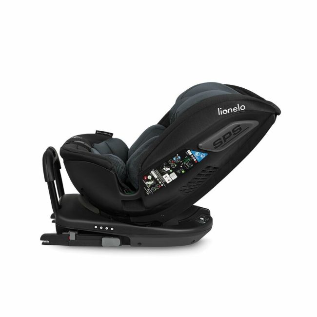 Lionelo - Scaun auto Bastiaan RWF i-Size, Pozitie de somn, Protectie laterala, Rotire 360 grade, 0-36 Kg, Cu Isofix si Centura Top Tether, Conform cu standardul european de securitate ECE R129, Gri BYNLO-BASTIAAN_RWF_ISIZE_GREY_STONE